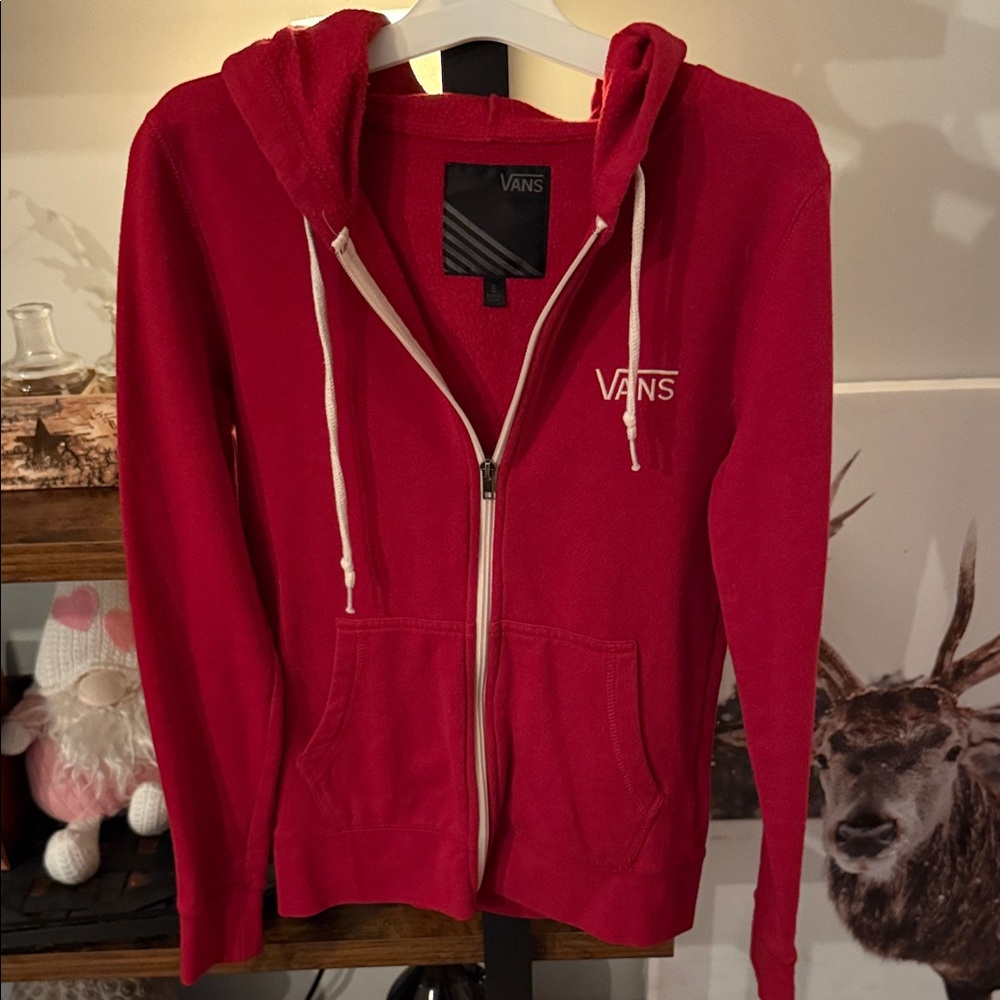 Vans Women's Vibrant Red Zip-Up Hoodie